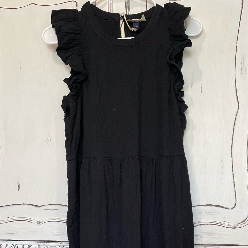 Black Flutter Sleeve Tiered Dress Universal Thread